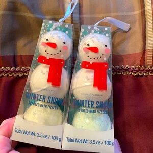 New in box winter snow scented snowmen ornaments bath fizzers stocking stuffers